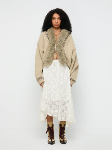 Falling Edge Lace Skirt – Ivory White