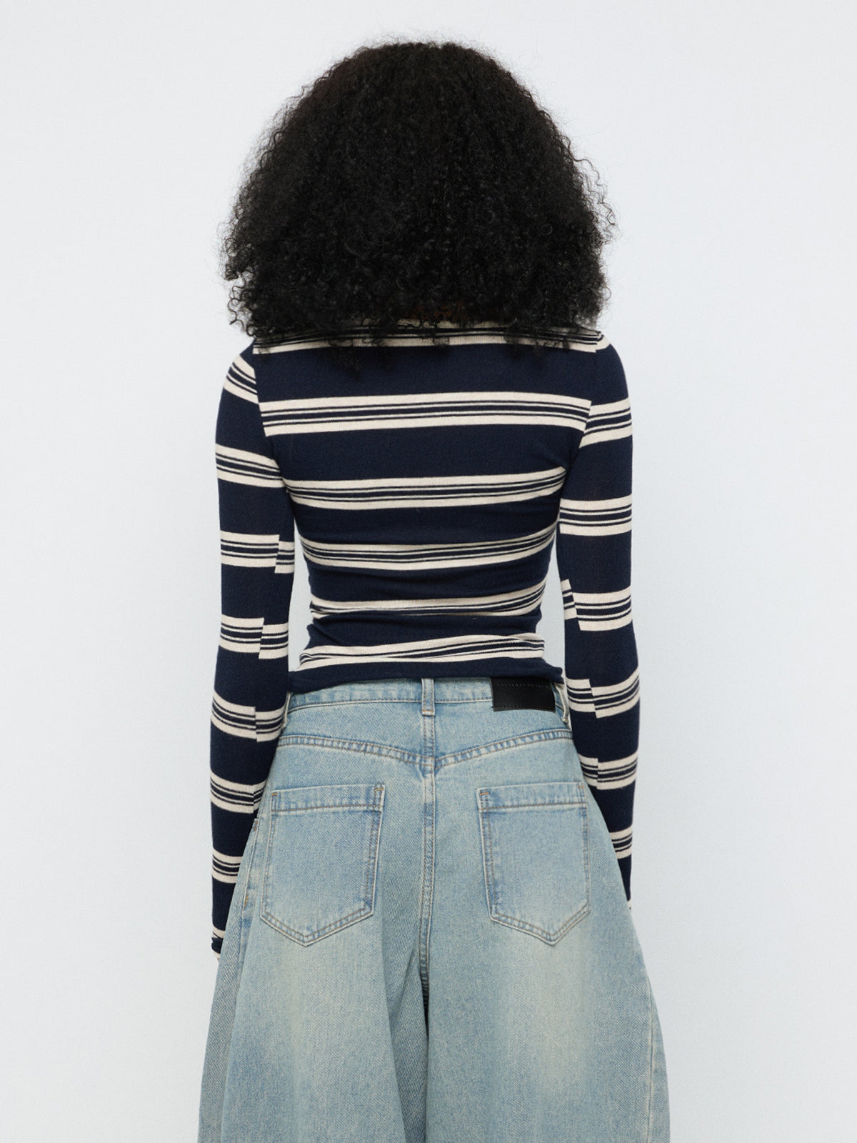Close Call Stripe Sleeve Top – Night Grey