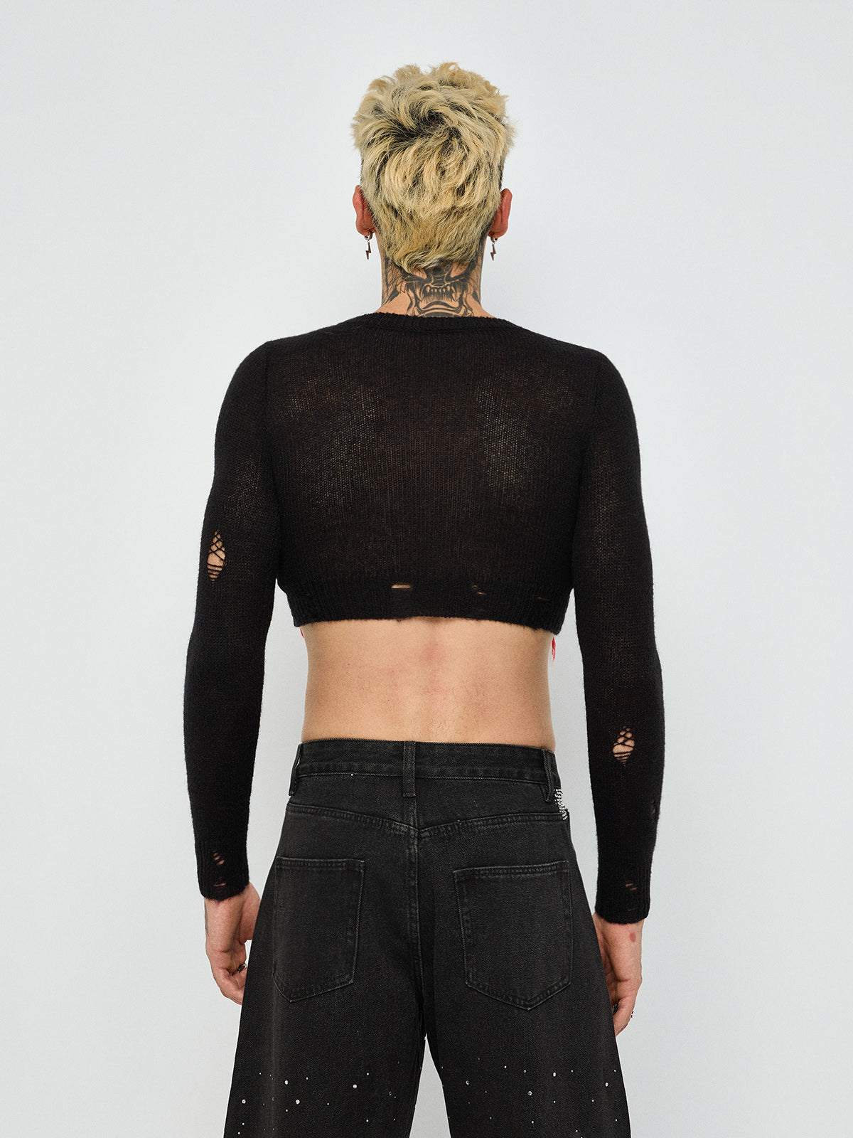 Still Beating Stitched Heart Sweater – Black Red