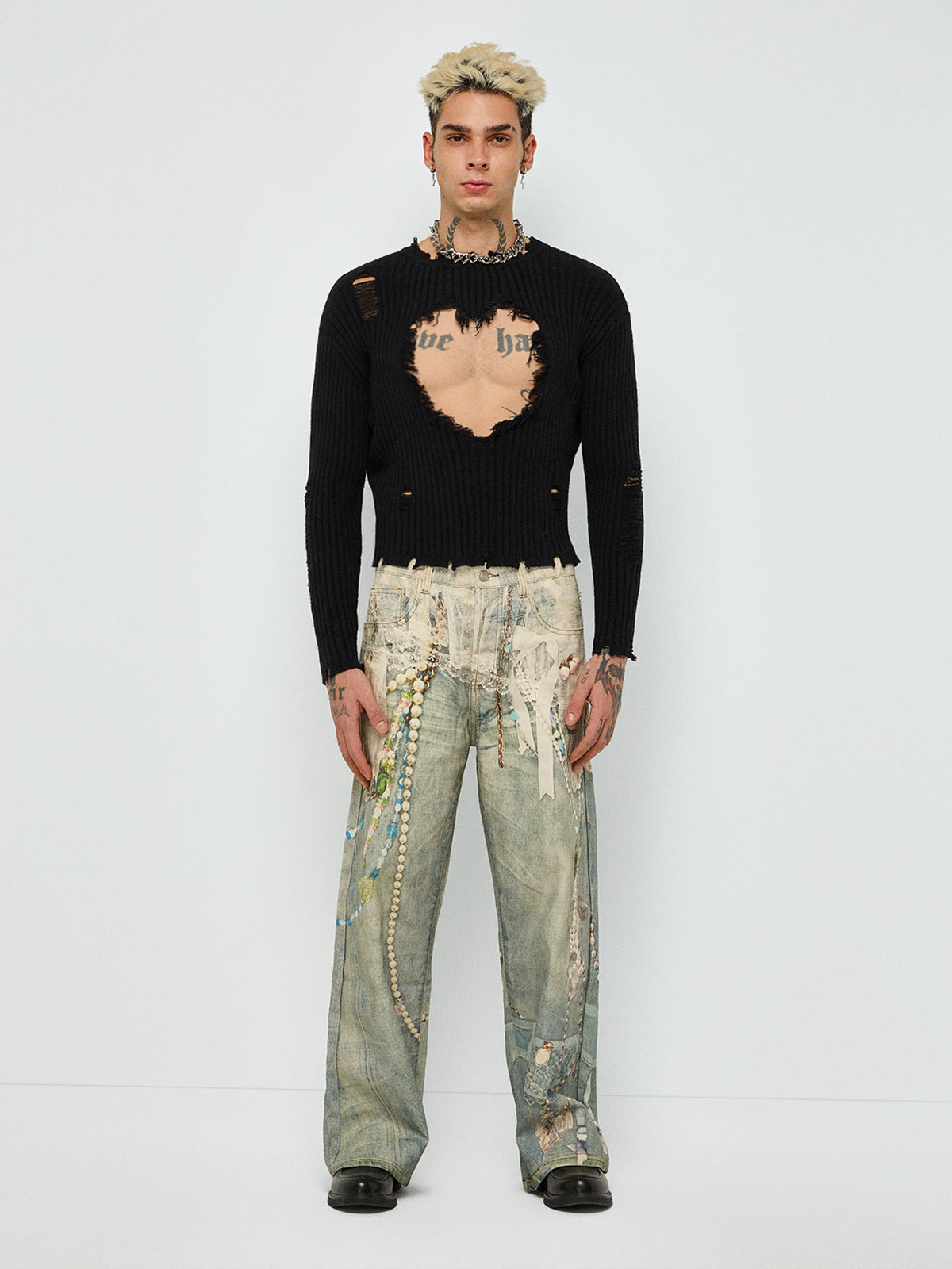 Velvet Riot Print Jeans – Washed Blue