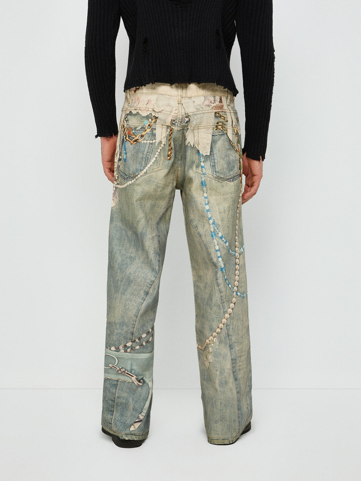 Velvet Riot Print Jeans – Washed Blue