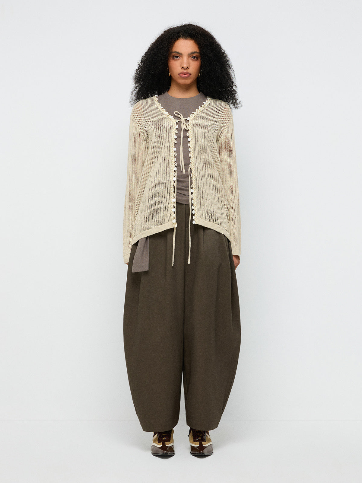 Pearl Touch Knit Cardigan – Oat Beige
