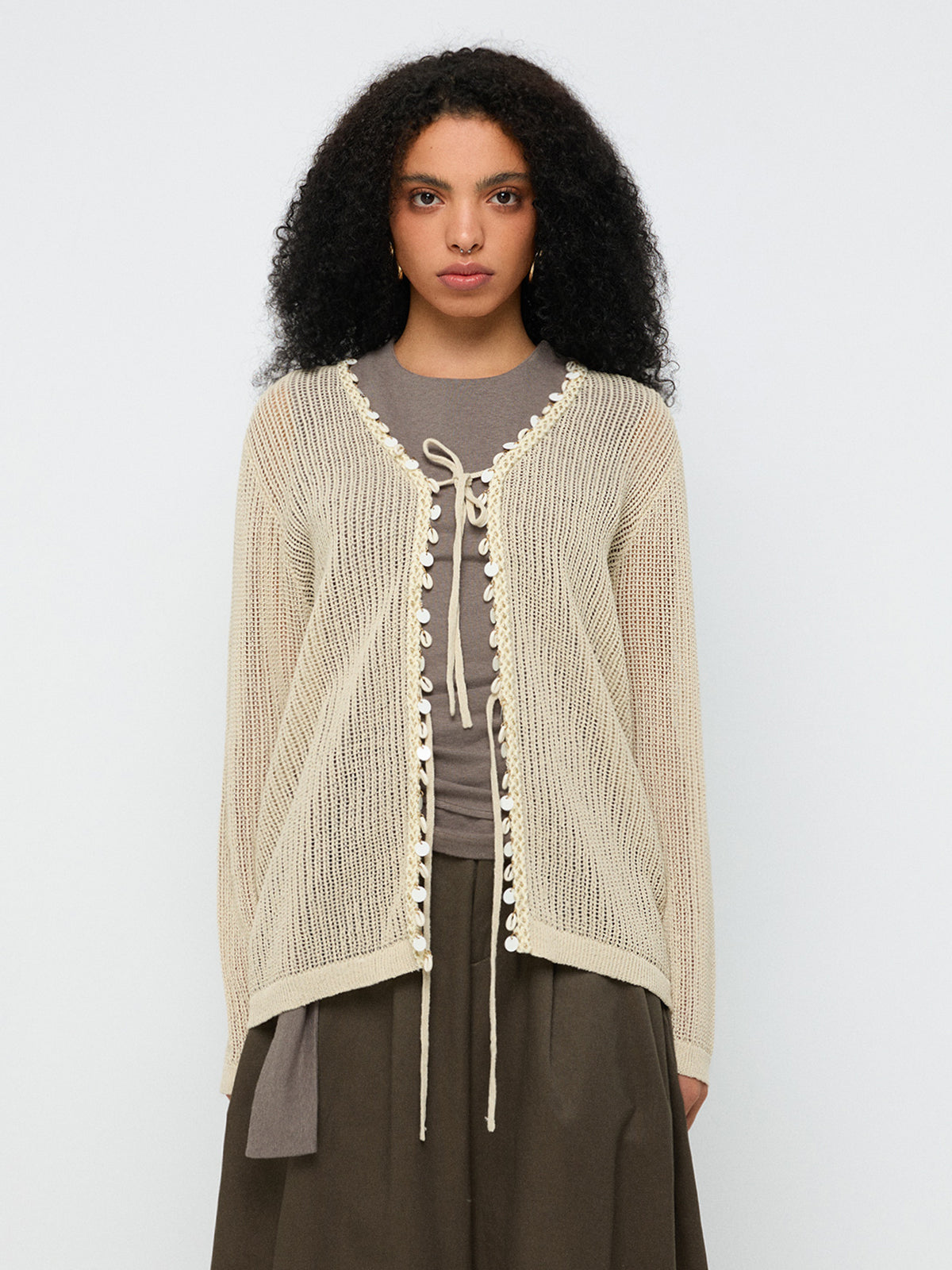 Pearl Touch Knit Cardigan – Oat Beige