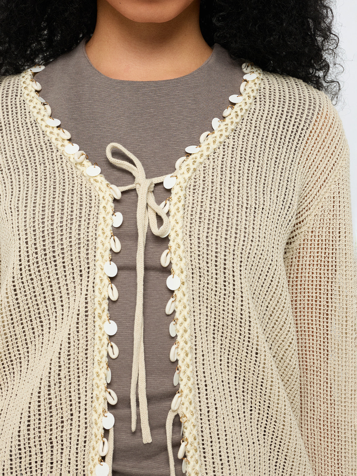 Pearl Touch Knit Cardigan – Oat Beige