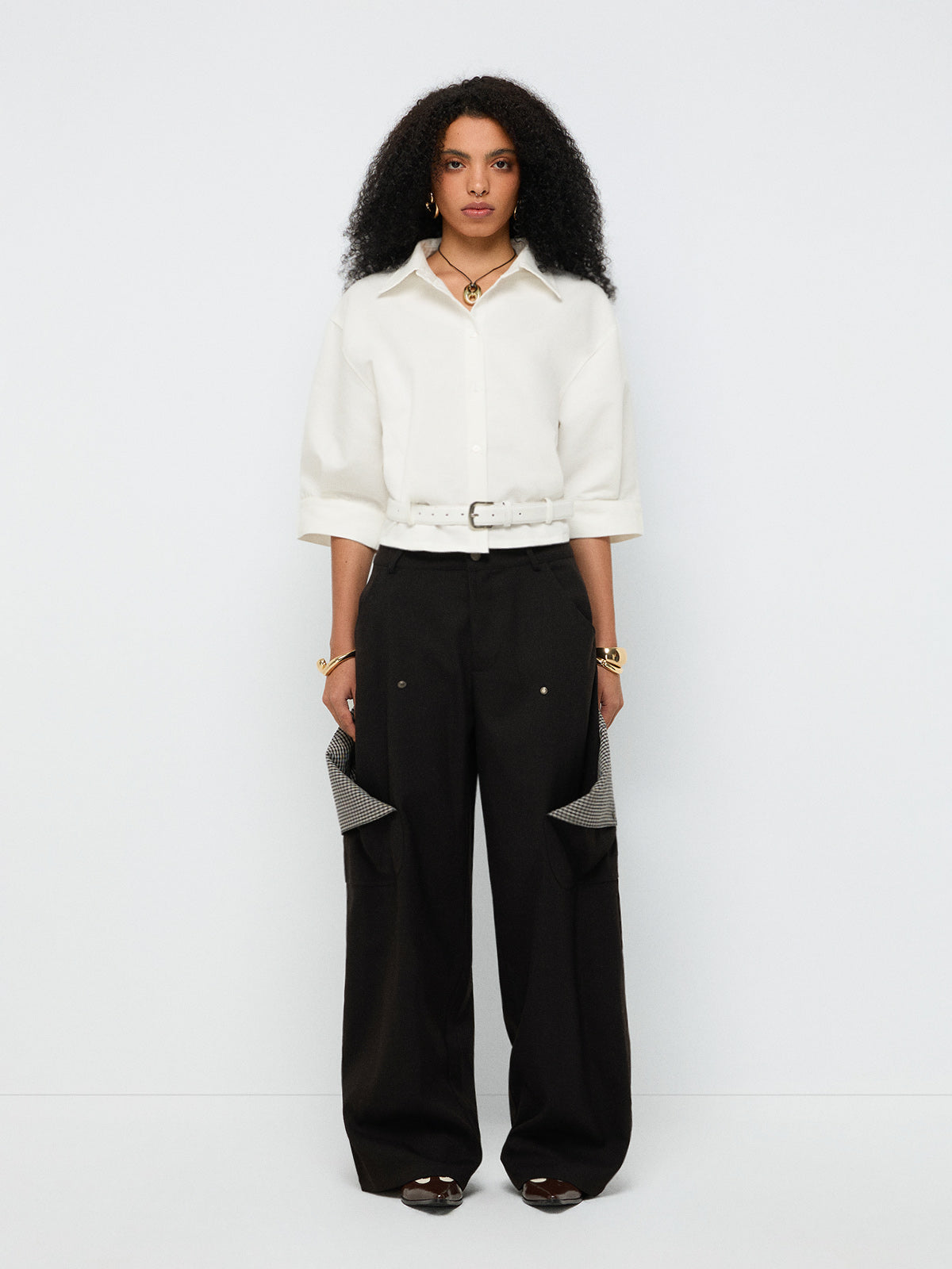 Clean Cut Check Cargo Pants – Jet Black