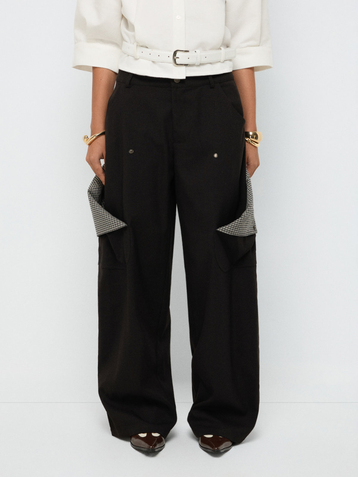 Clean Cut Check Cargo Pants – Jet Black