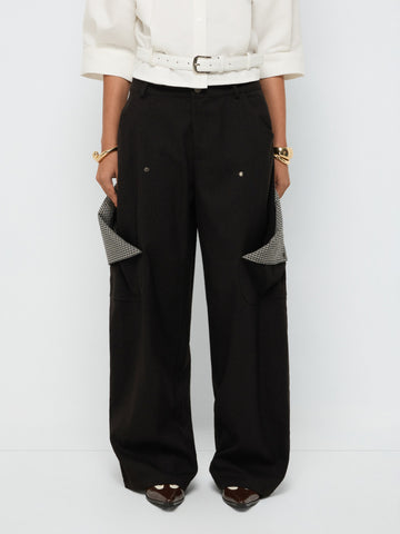 Clean Cut Check Cargo Pants – Jet Black