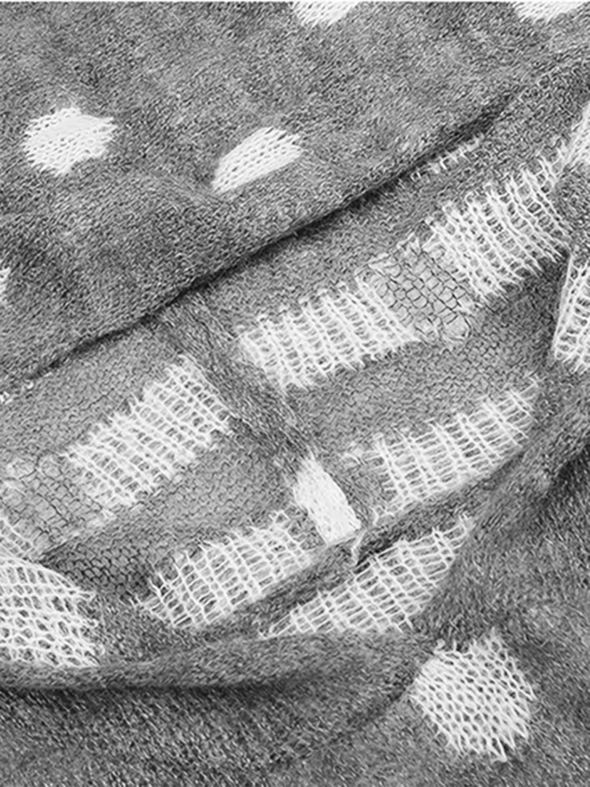 Brick Lane Skimming Patterned Crewneck Knit Sweater - Blue