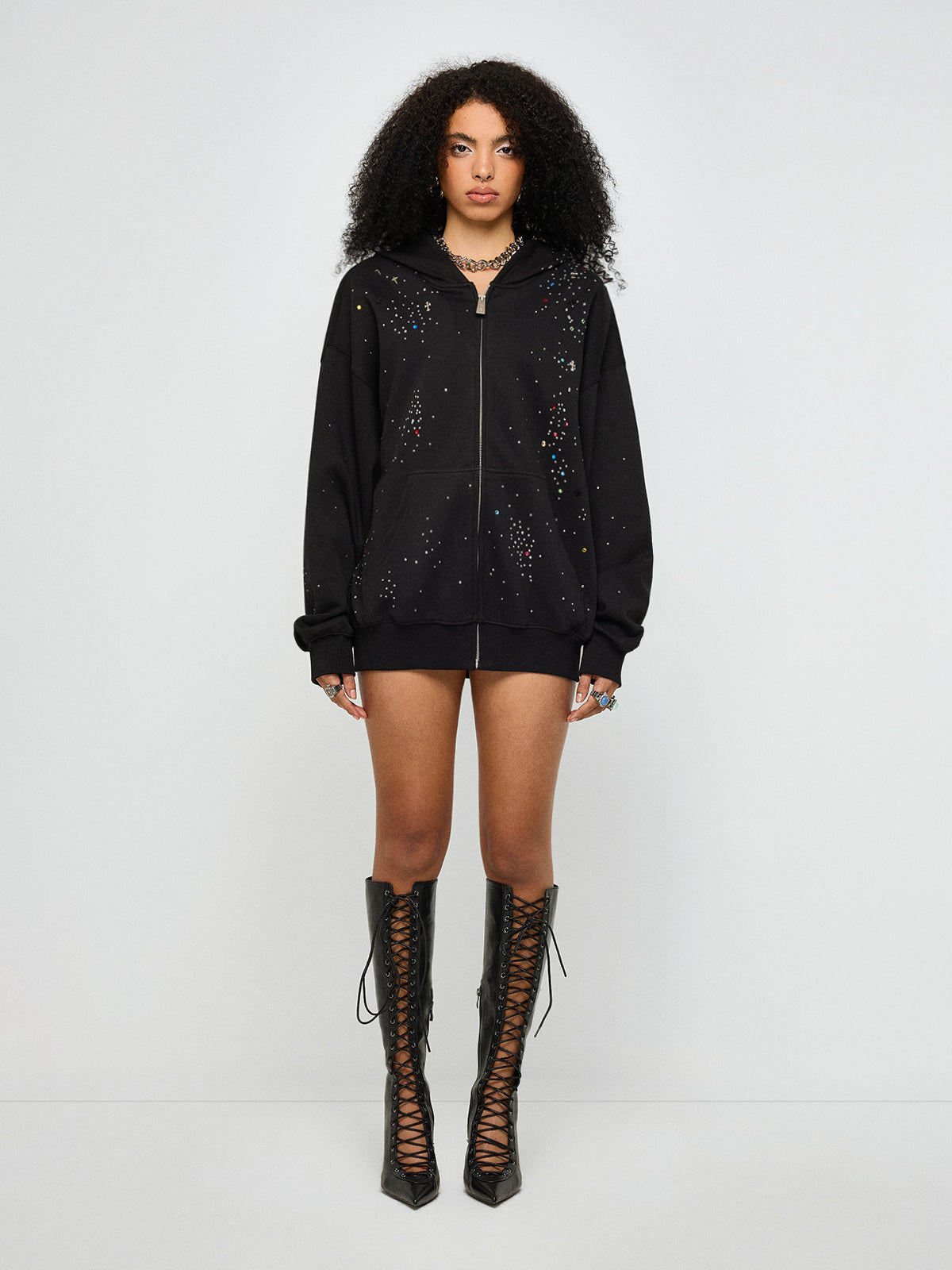 Late Welcome Drink Hoodie Jacket – Shine Black