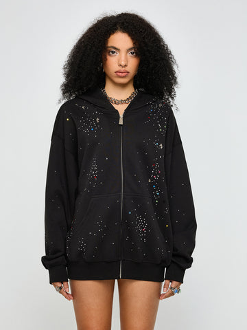 Late Welcome Drink Hoodie Jacket – Shine Black