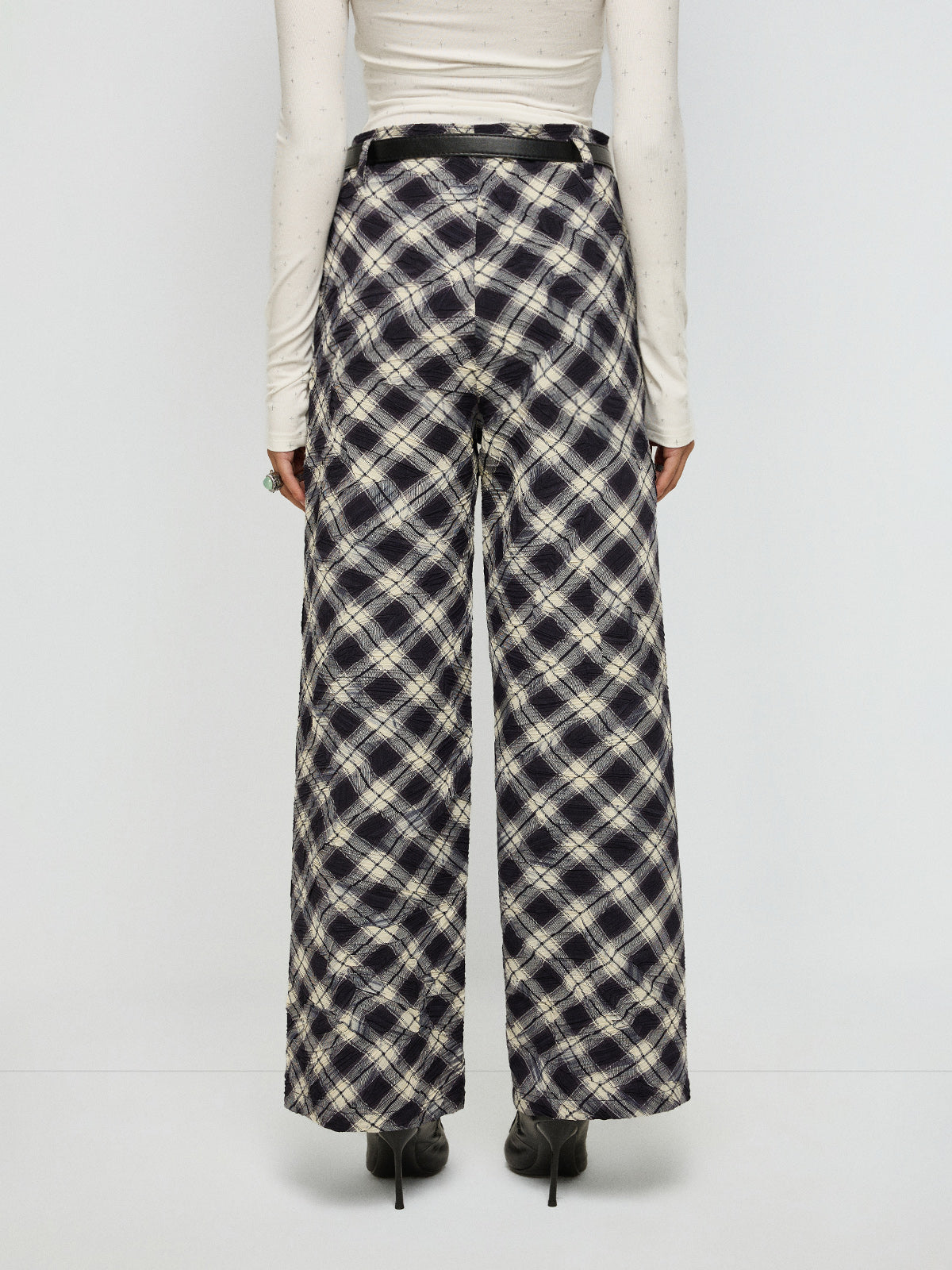 Well Planned Check Pants – Black White