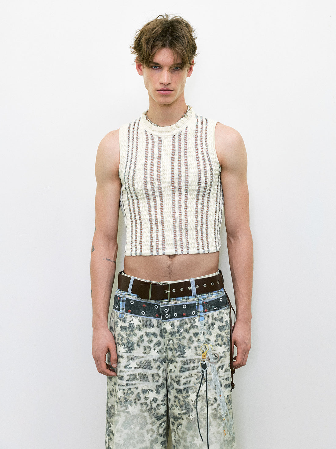 Brick Lane Skimming Ruched Tank Top - Beige