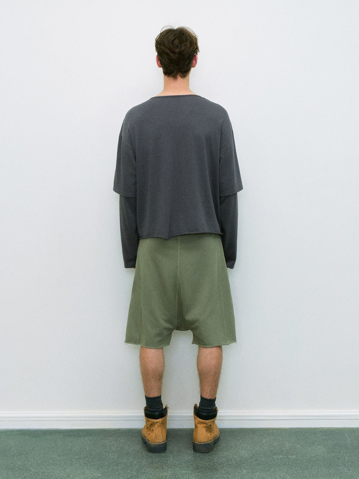 Co-ed Dorm Layered-Look Graphic Print Long Sleeve Top - Charcoal
