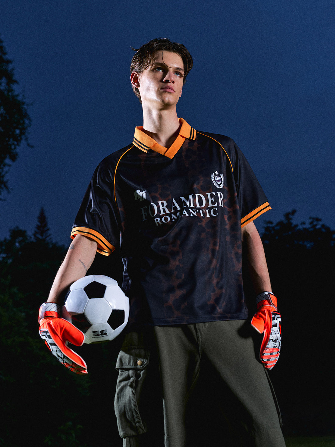 Brick Lane Baggy Jersey Number 75 Print - Orange/Black