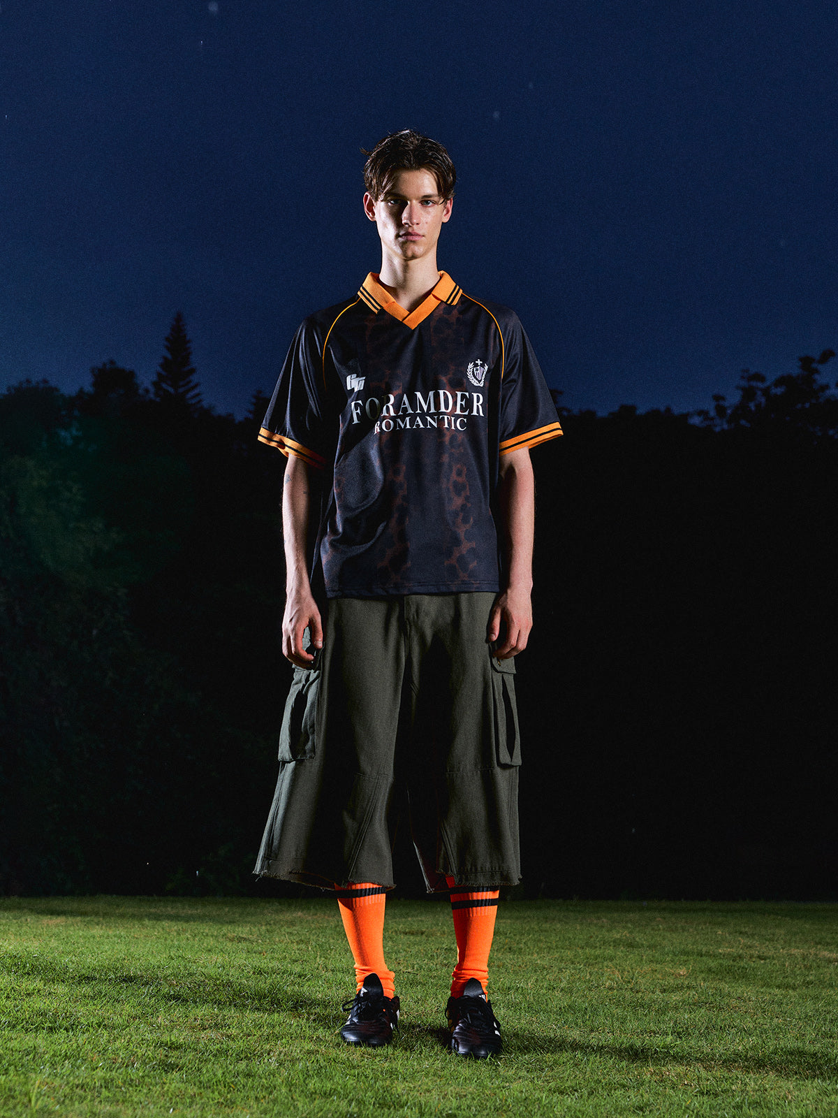 Brick Lane Baggy Jersey Number 75 Print - Orange/Black