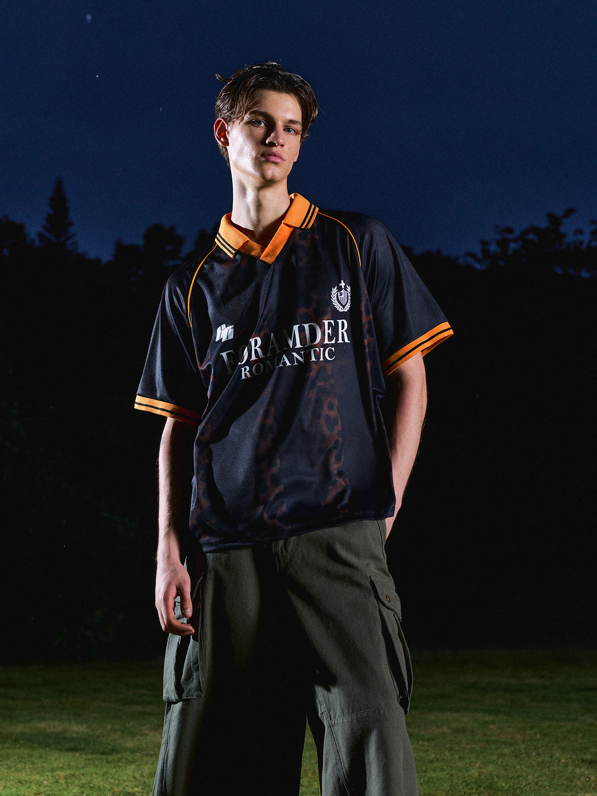 Brick Lane Baggy Jersey Number 75 Print - Orange/Black