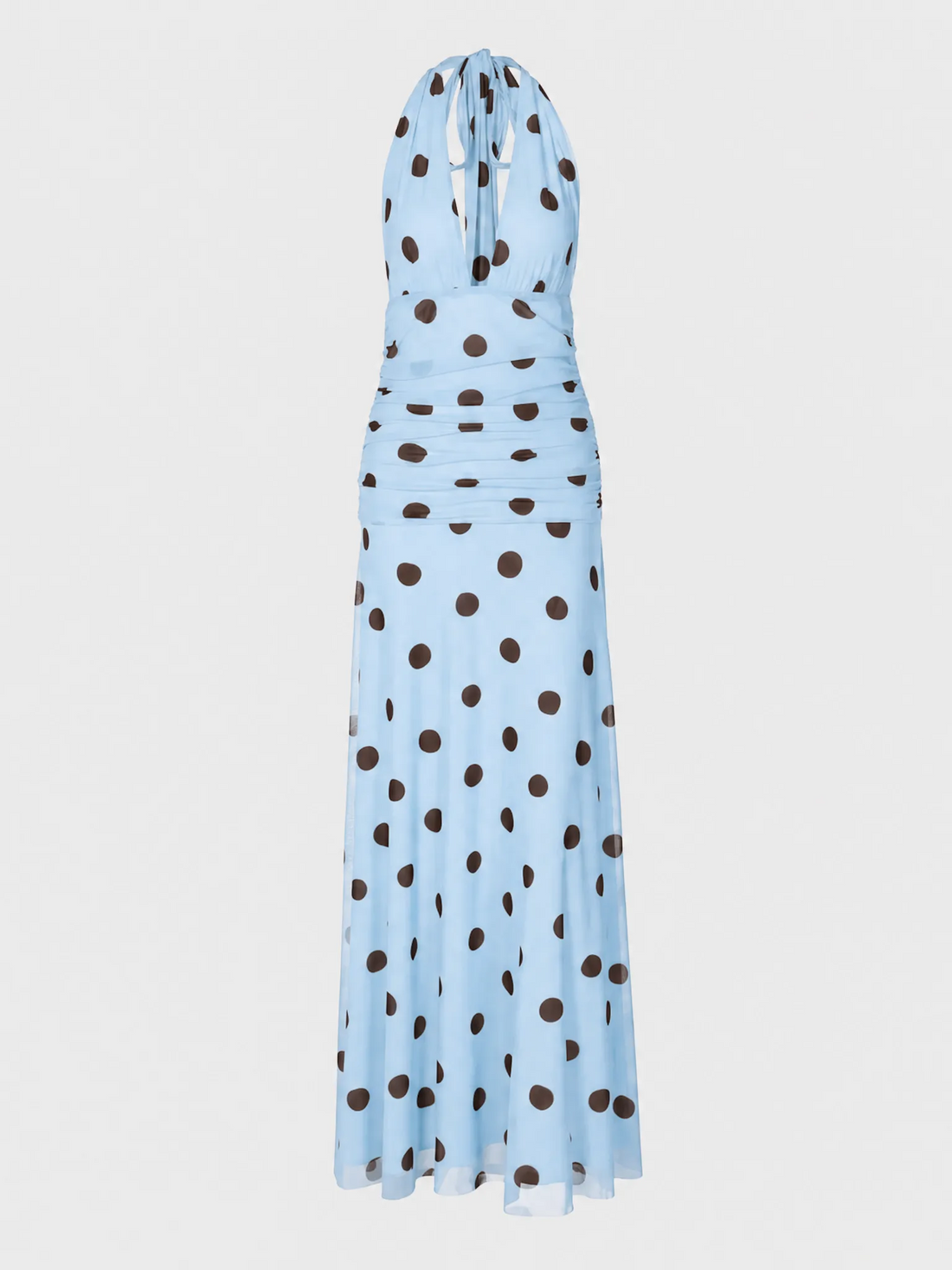 Dolled Office Halter Dot Maxi Dress - Blue