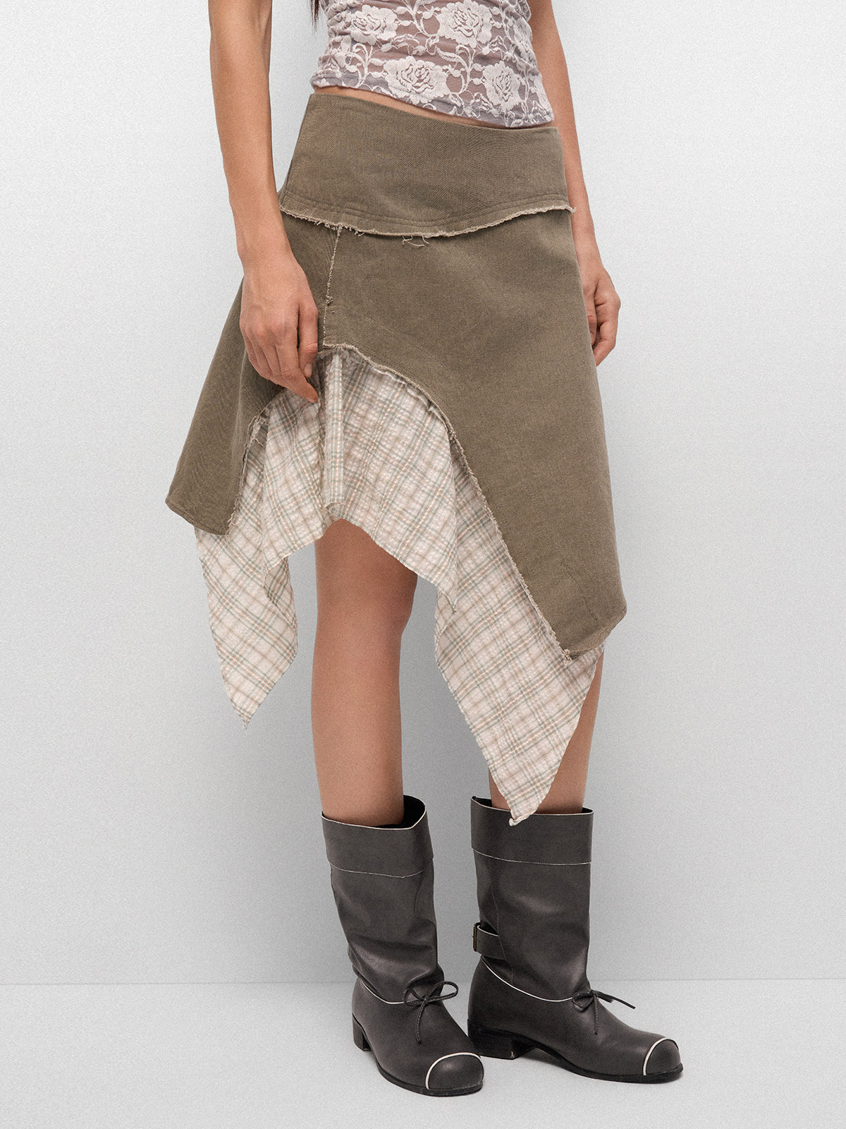 Mismatch Drift Skirt - Oat Olive