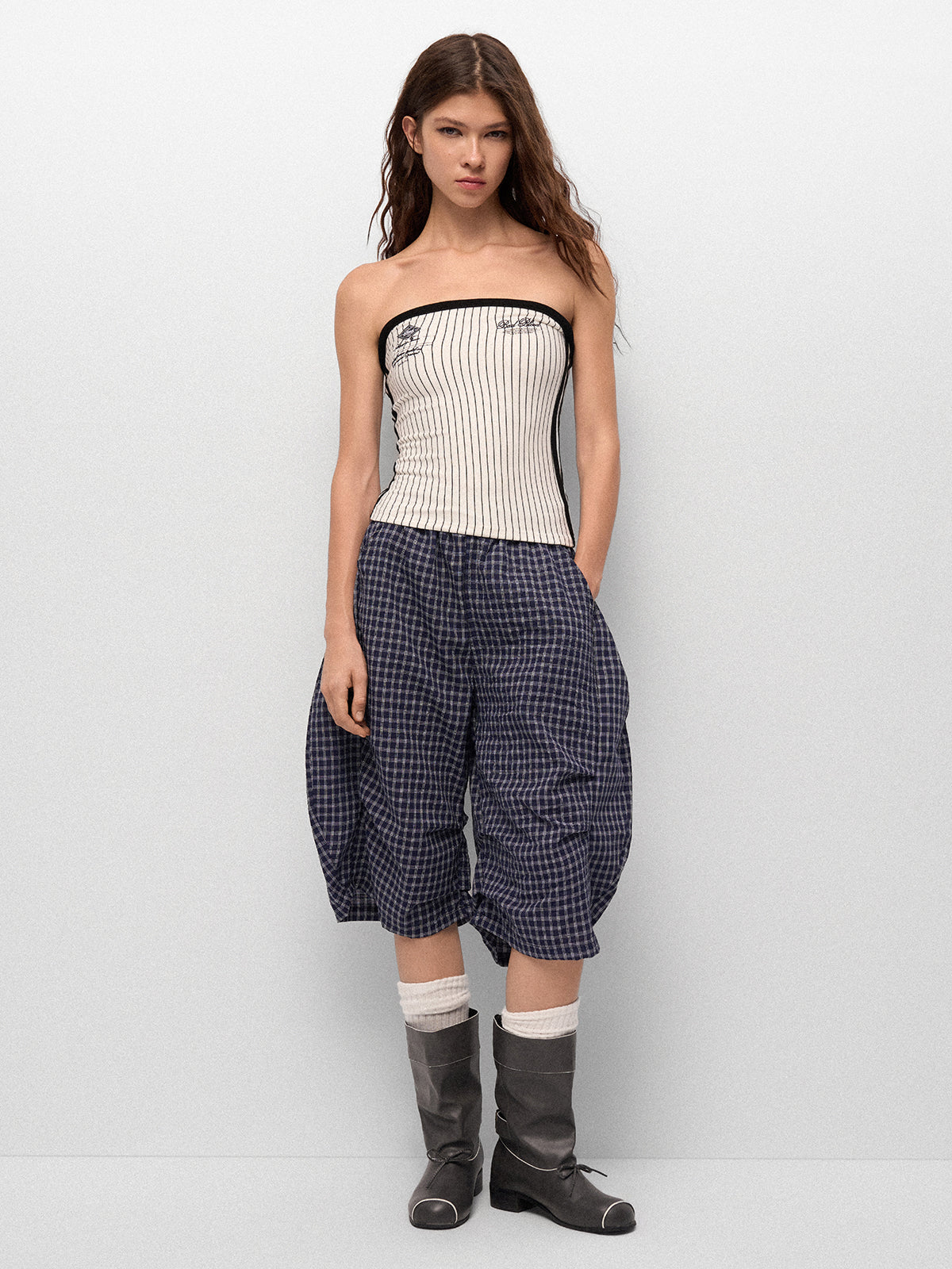 Halftime Pirouette Top – White Stripe