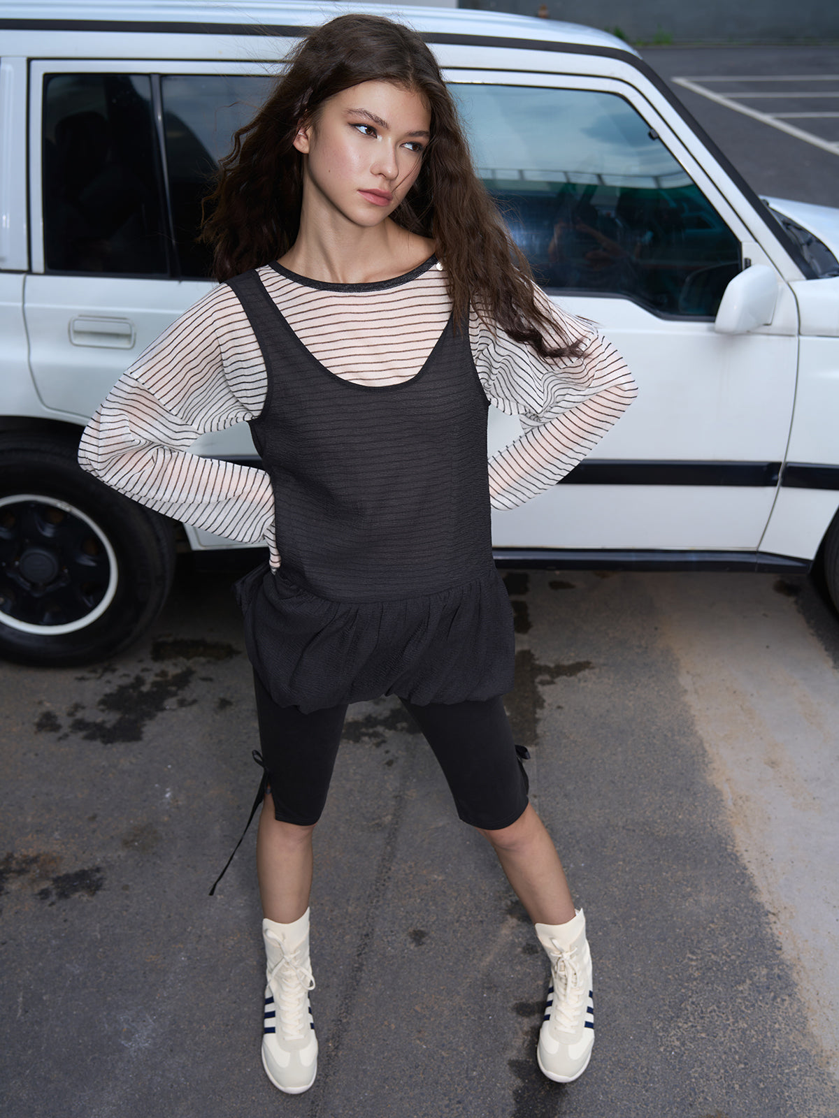 Peplum Pulse Tank Top - Black Black
