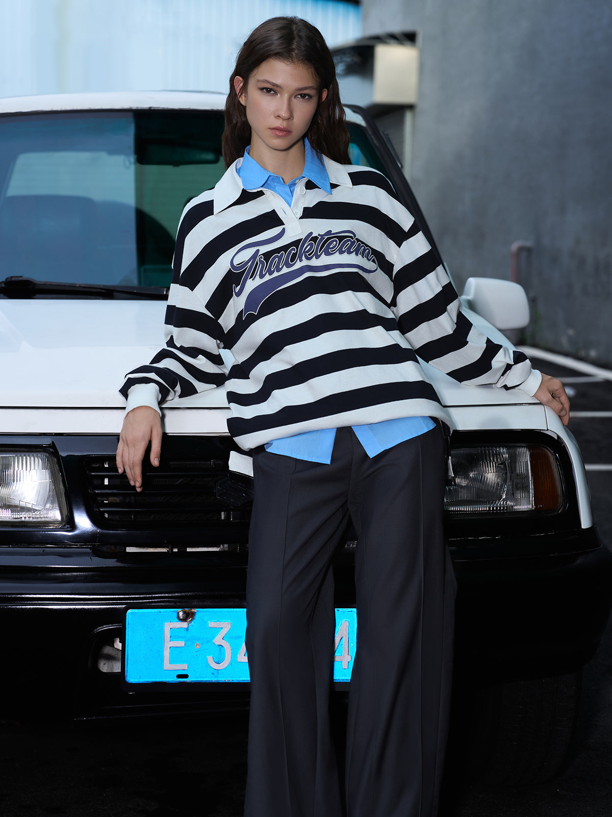Yardline Longsleeve Polo Tee – Ivy Stripe