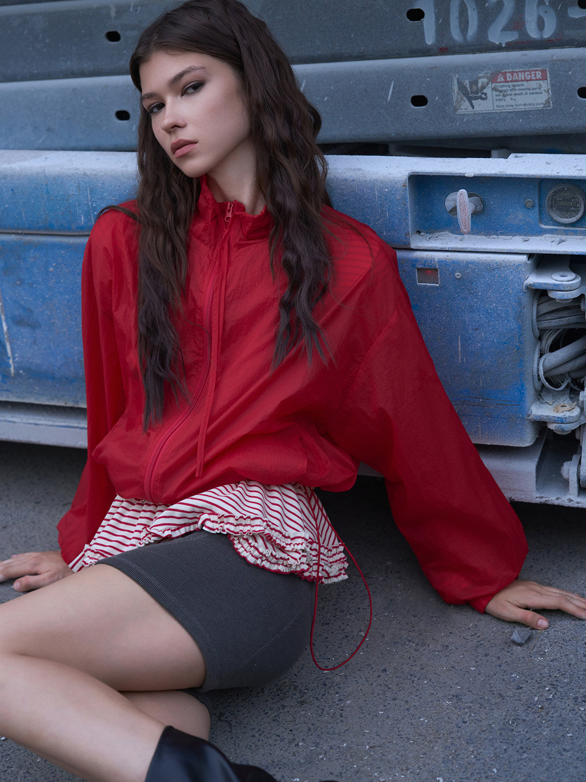 Pullcord Play Windbreaker Jacket – True Red