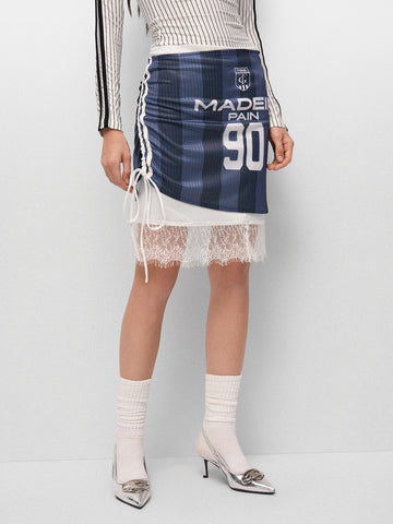 Scorekeeper Ruffle Skirt – Navy Stripe
