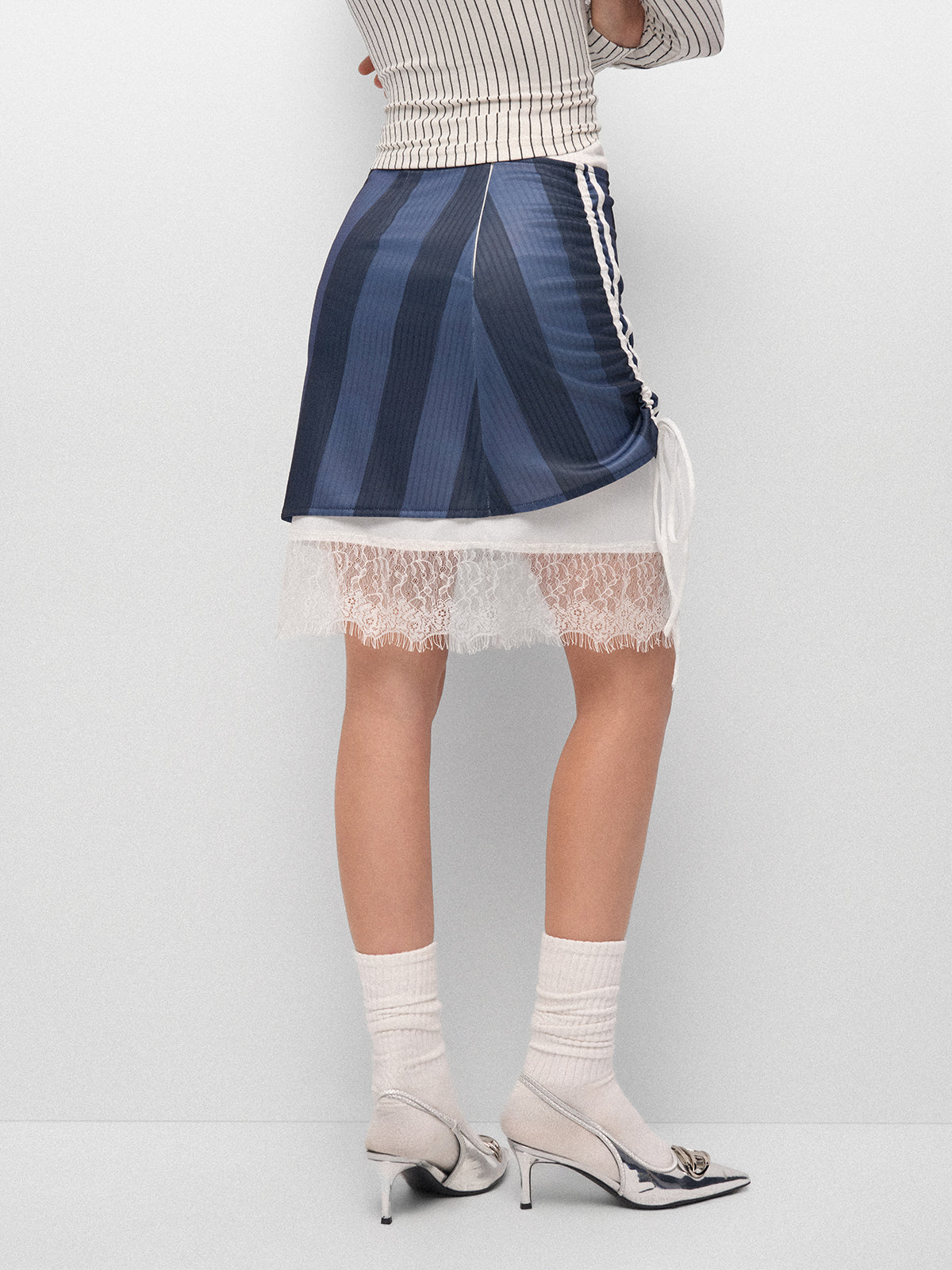 Scorekeeper Ruffle Skirt – Navy Stripe
