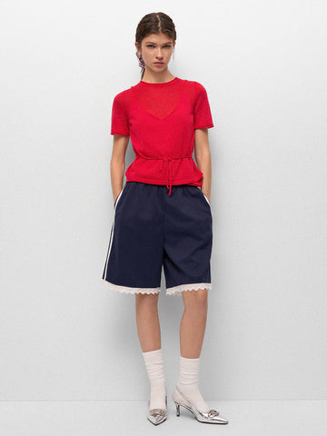 Soft Cue Knit Tee – Signal Red