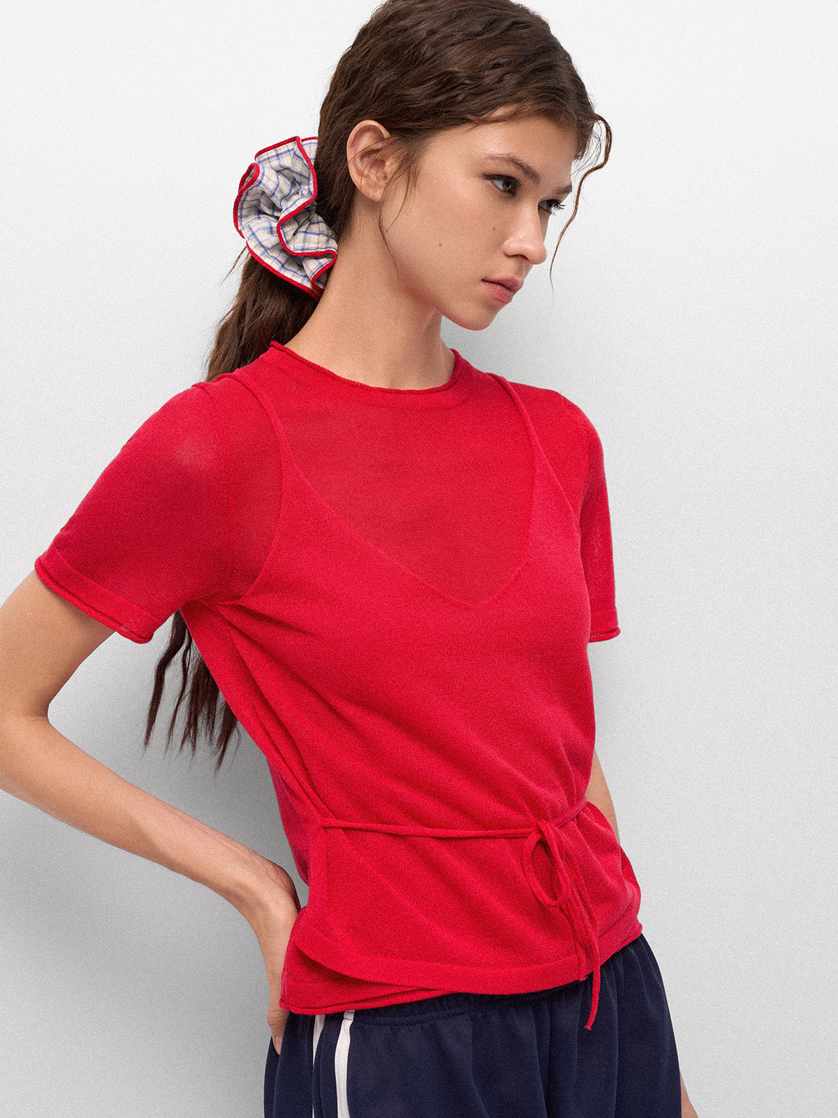 Soft Cue Knit Tee – Signal Red