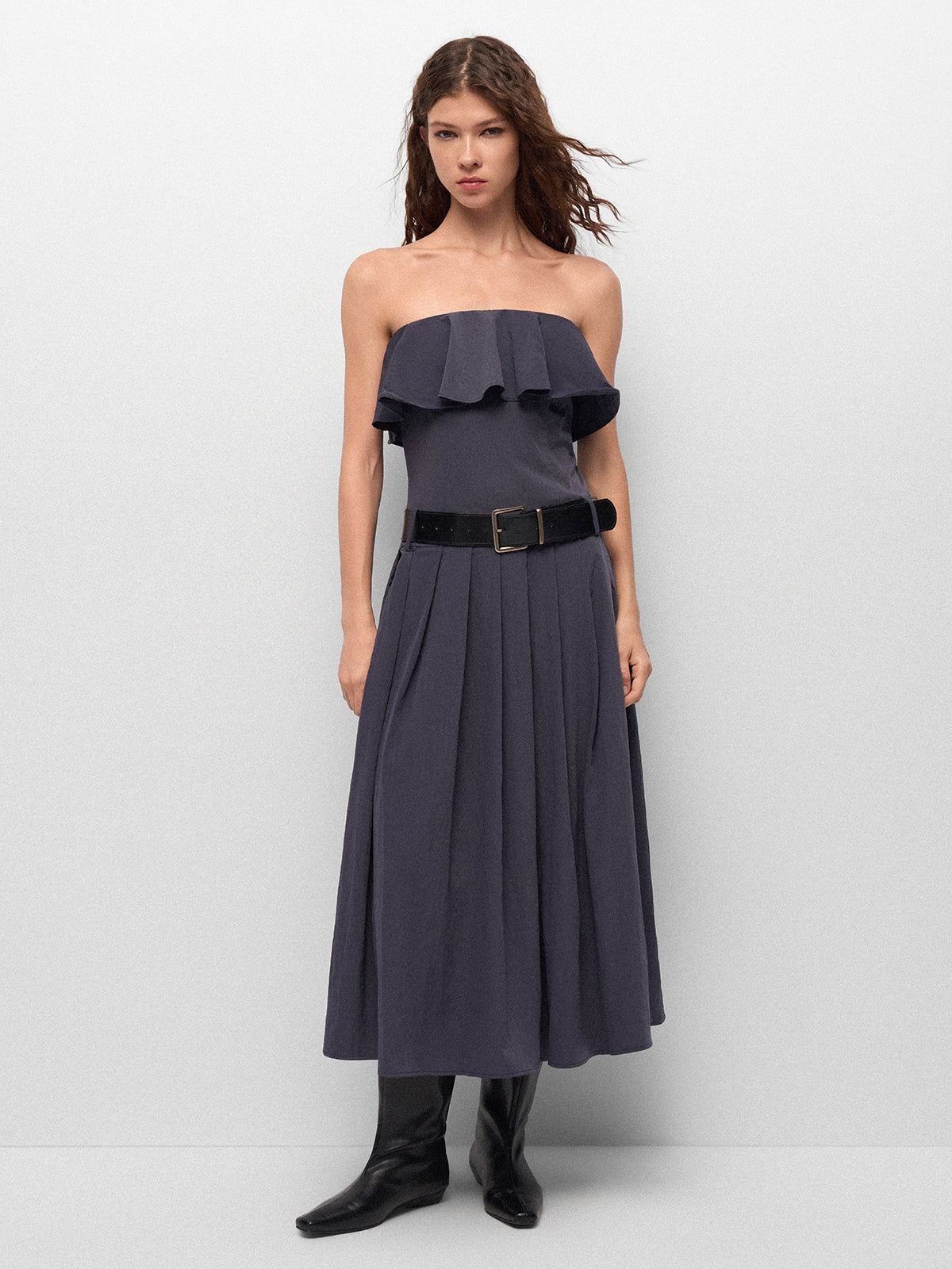 Cloudskip Ruffle Dress – Midnight Spin