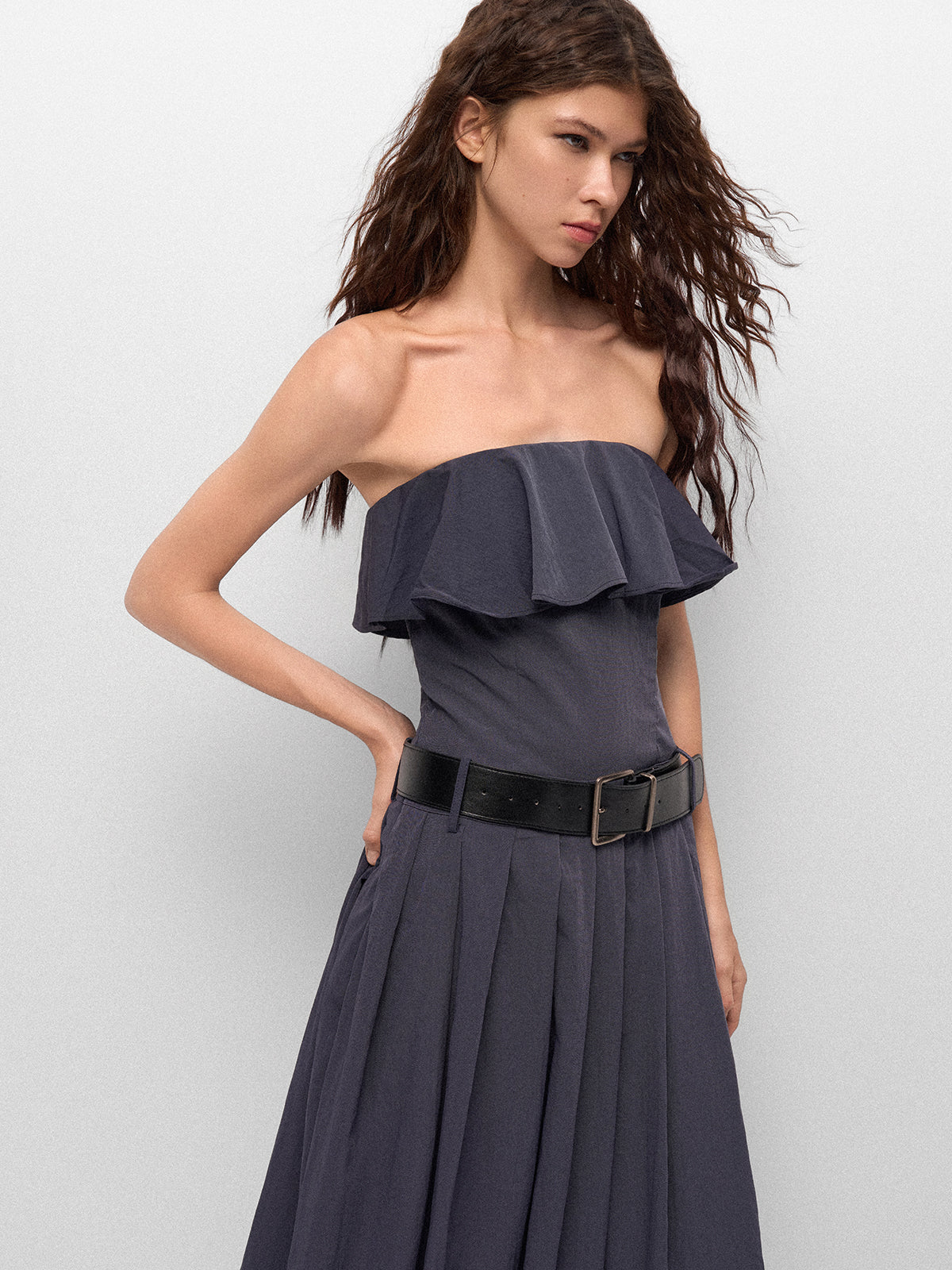 Cloudskip Ruffle Dress – Midnight Spin