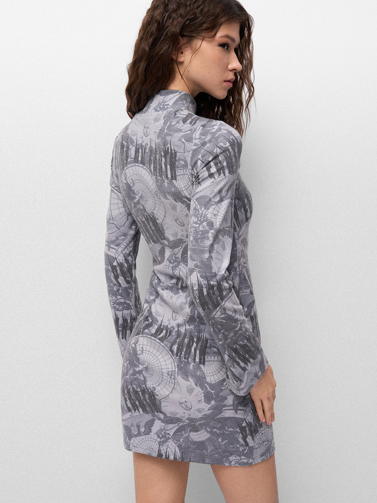 Drafted Out Longsleeve Dress - Fog Route