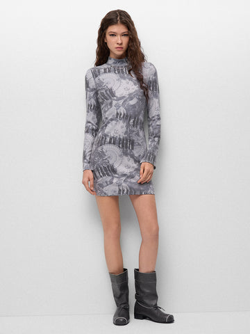 Drafted Out Longsleeve Dress - Fog Route