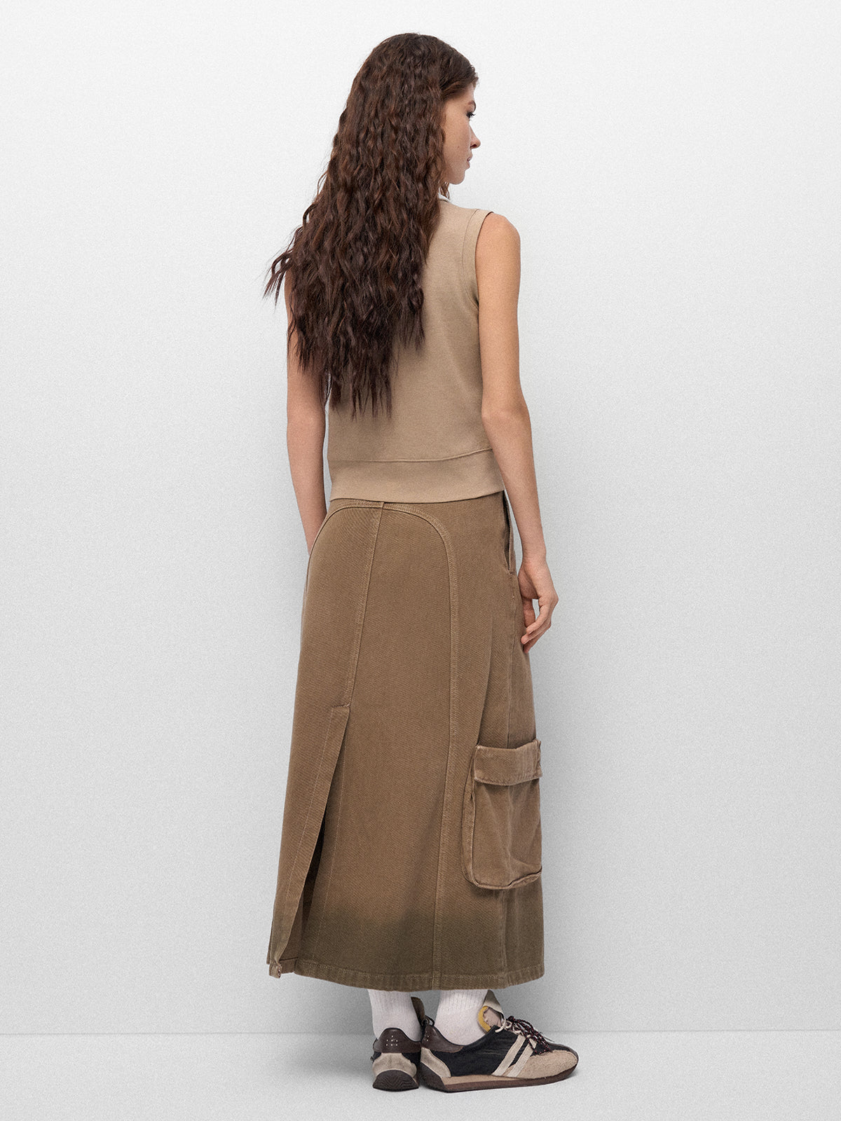 Safari Slit Denim Skirt - Dune Walk