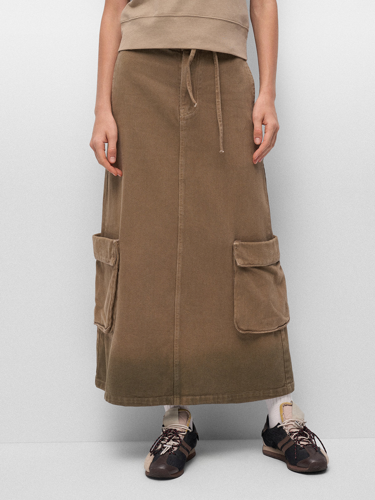 Safari Slit Denim Skirt - Dune Walk
