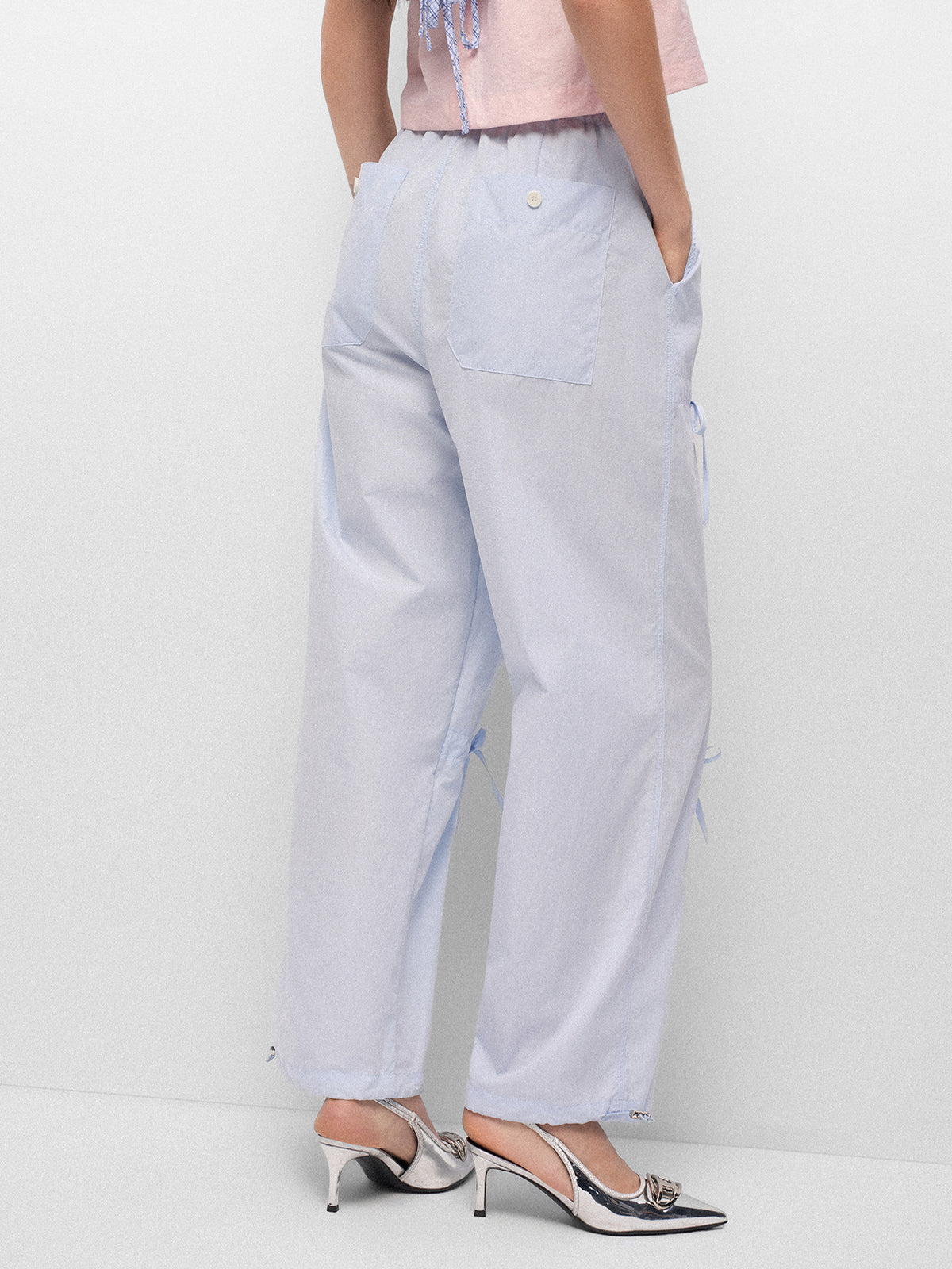 Idle Tab Bow Pants – Mist Blue