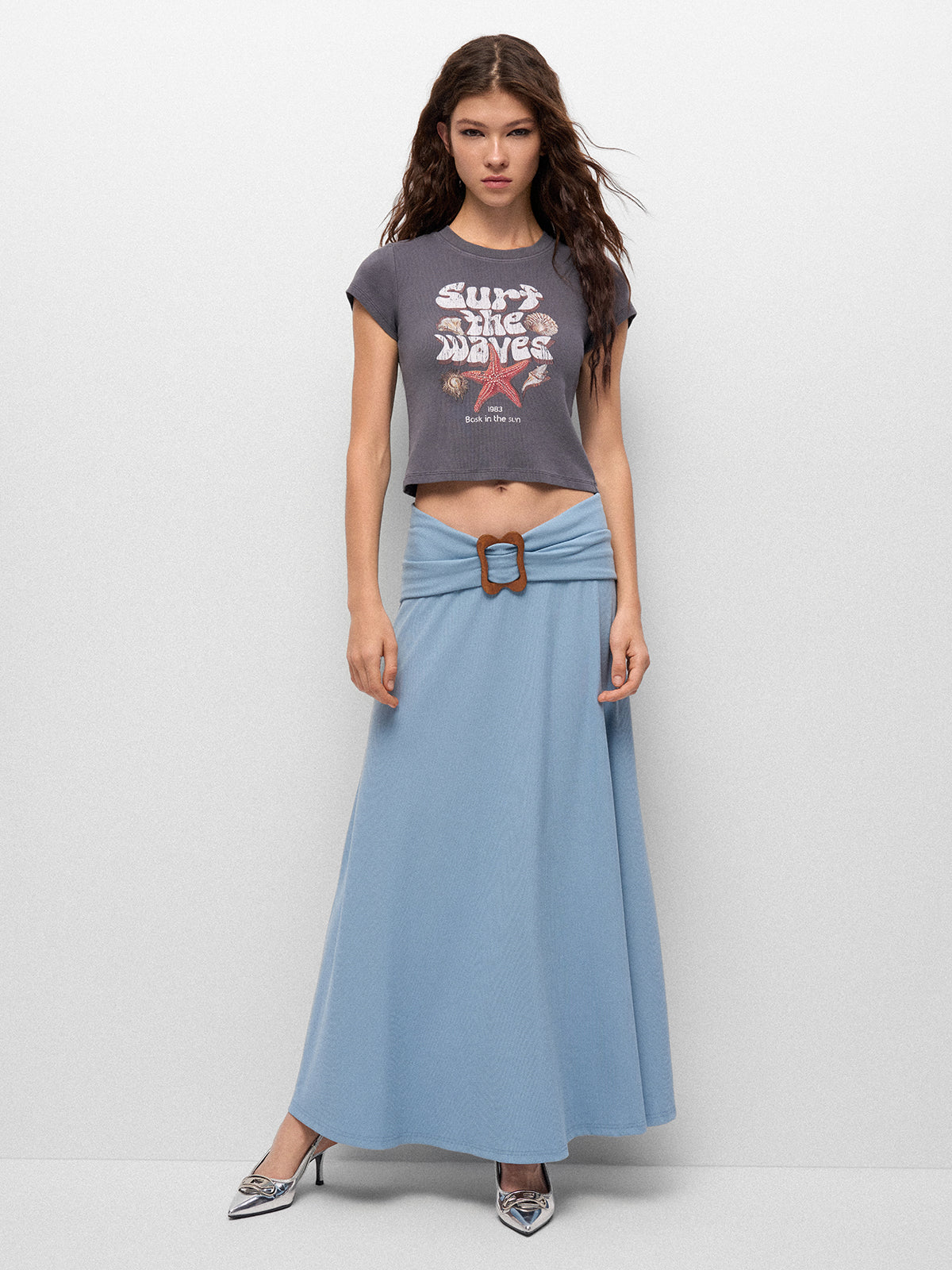 Loop Day Ripple Knit Skirt – Baby Blue