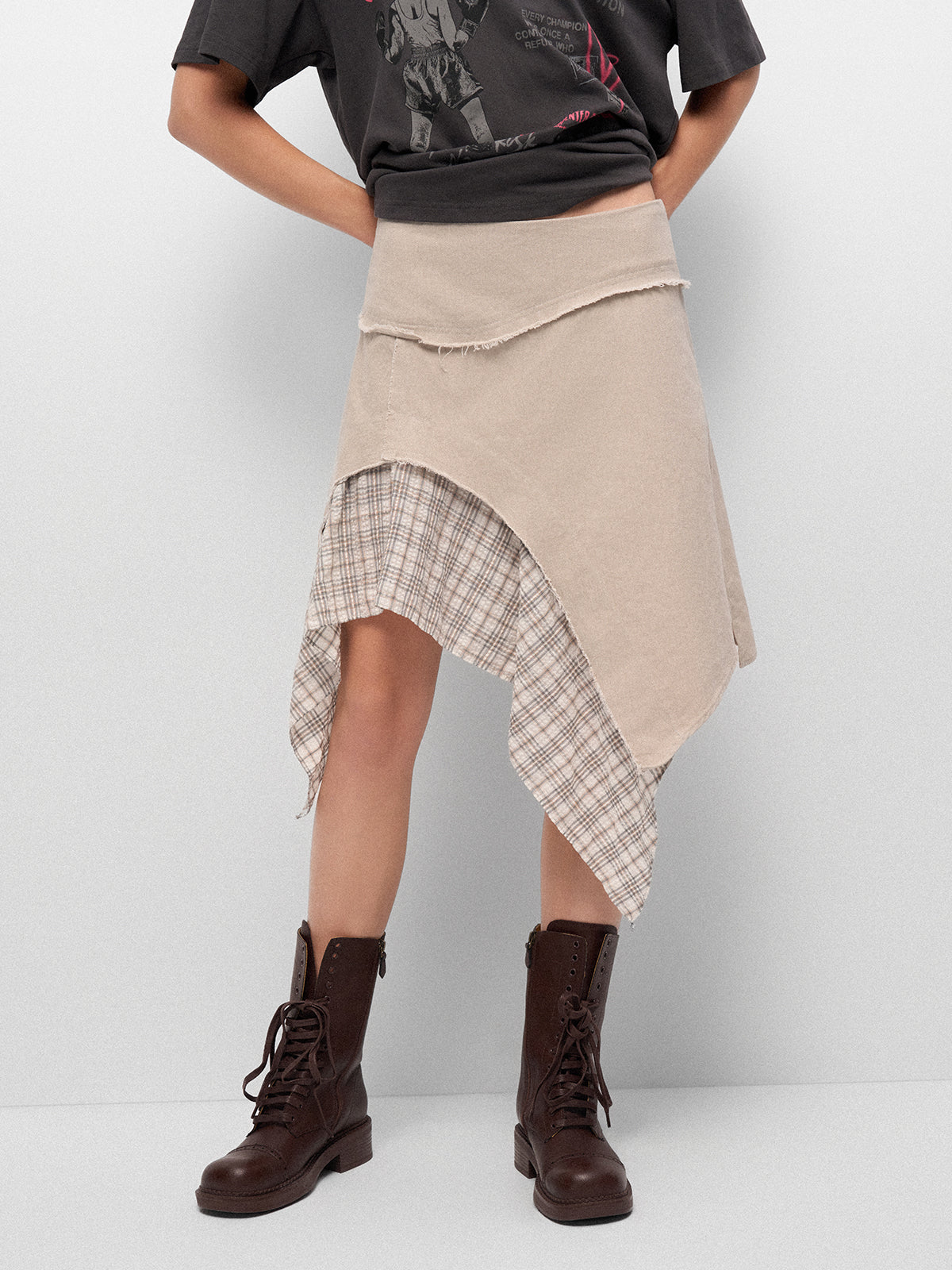 Mismatch Drift Skirt - Oat Static