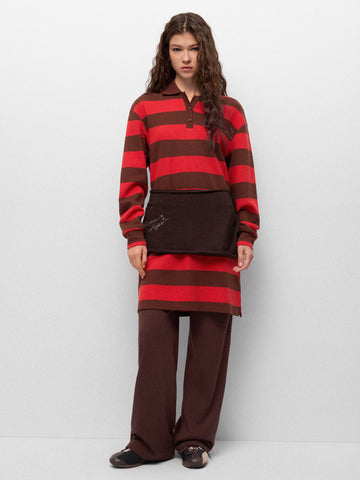 Canteen Stripe Polo Dress – Rust Cocoa