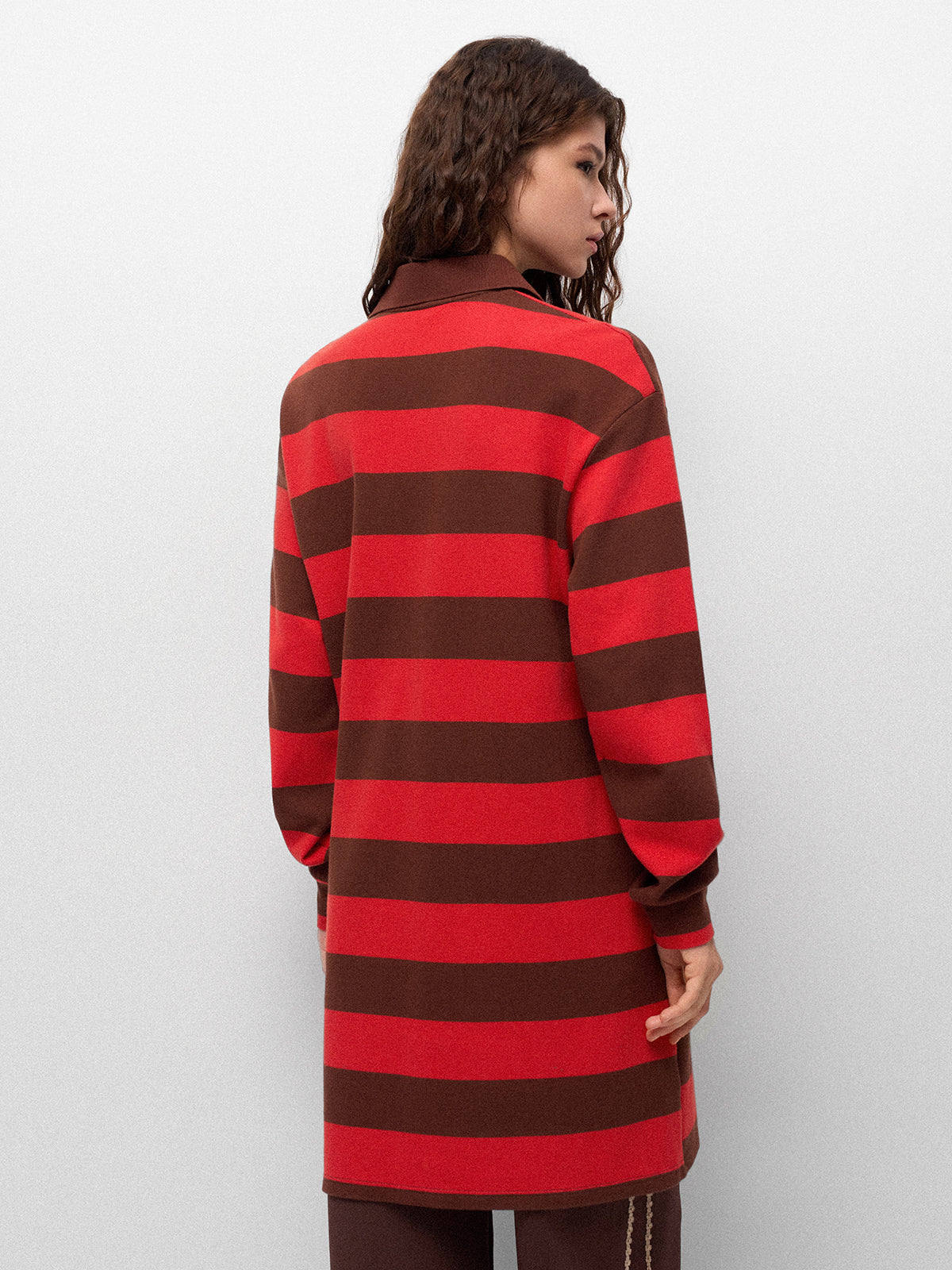 Canteen Stripe Polo Dress – Rust Cocoa