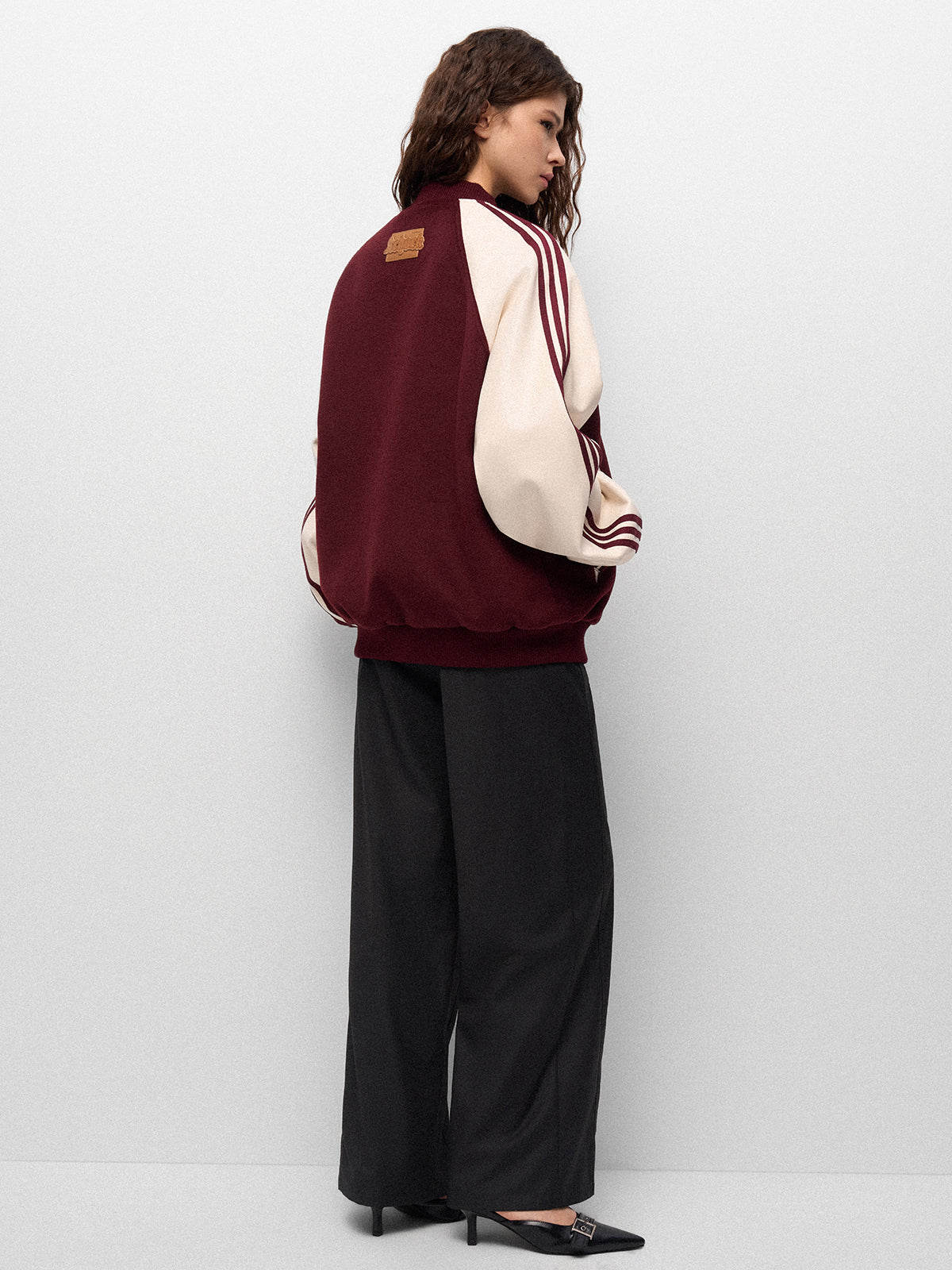Hallpass Bomber Jacket - Wine Cream