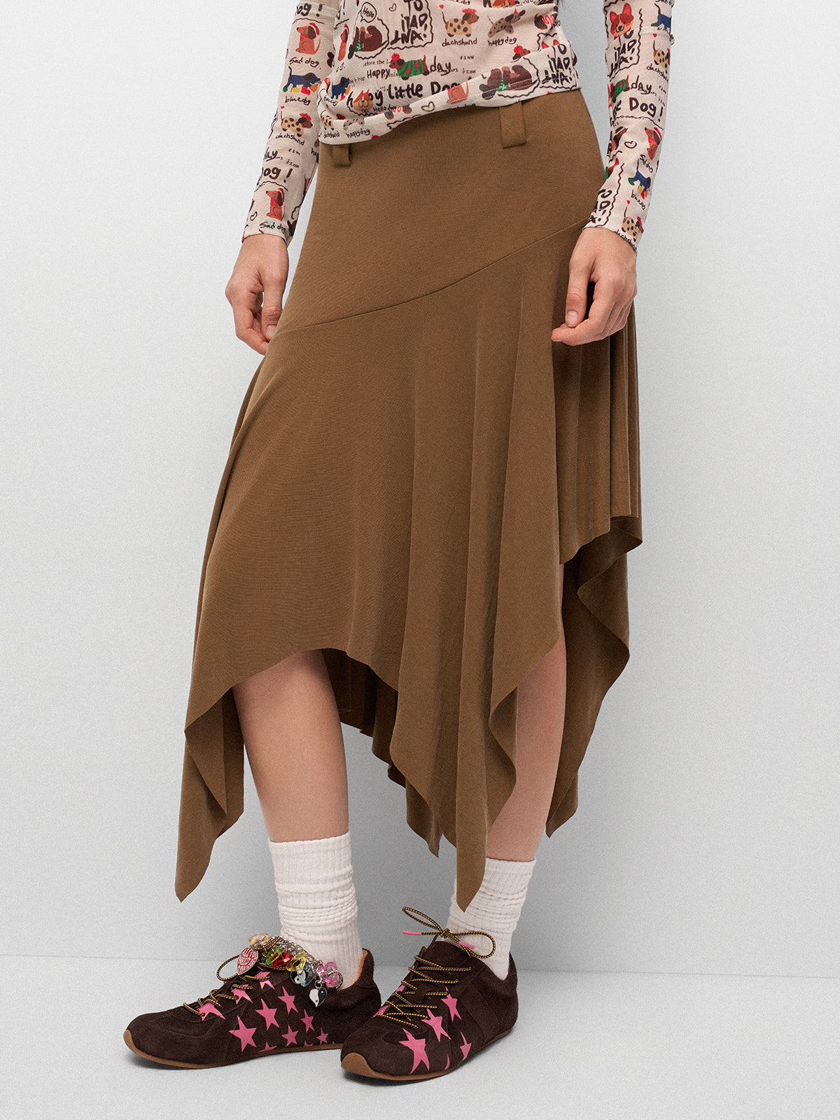 Clocked Out Fringe Flip Skirt – Dusty Brown