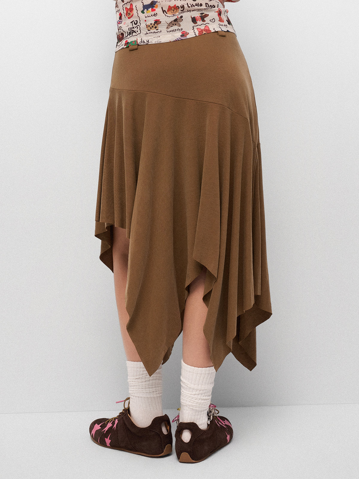 Clocked Out Fringe Flip Skirt – Dusty Brown
