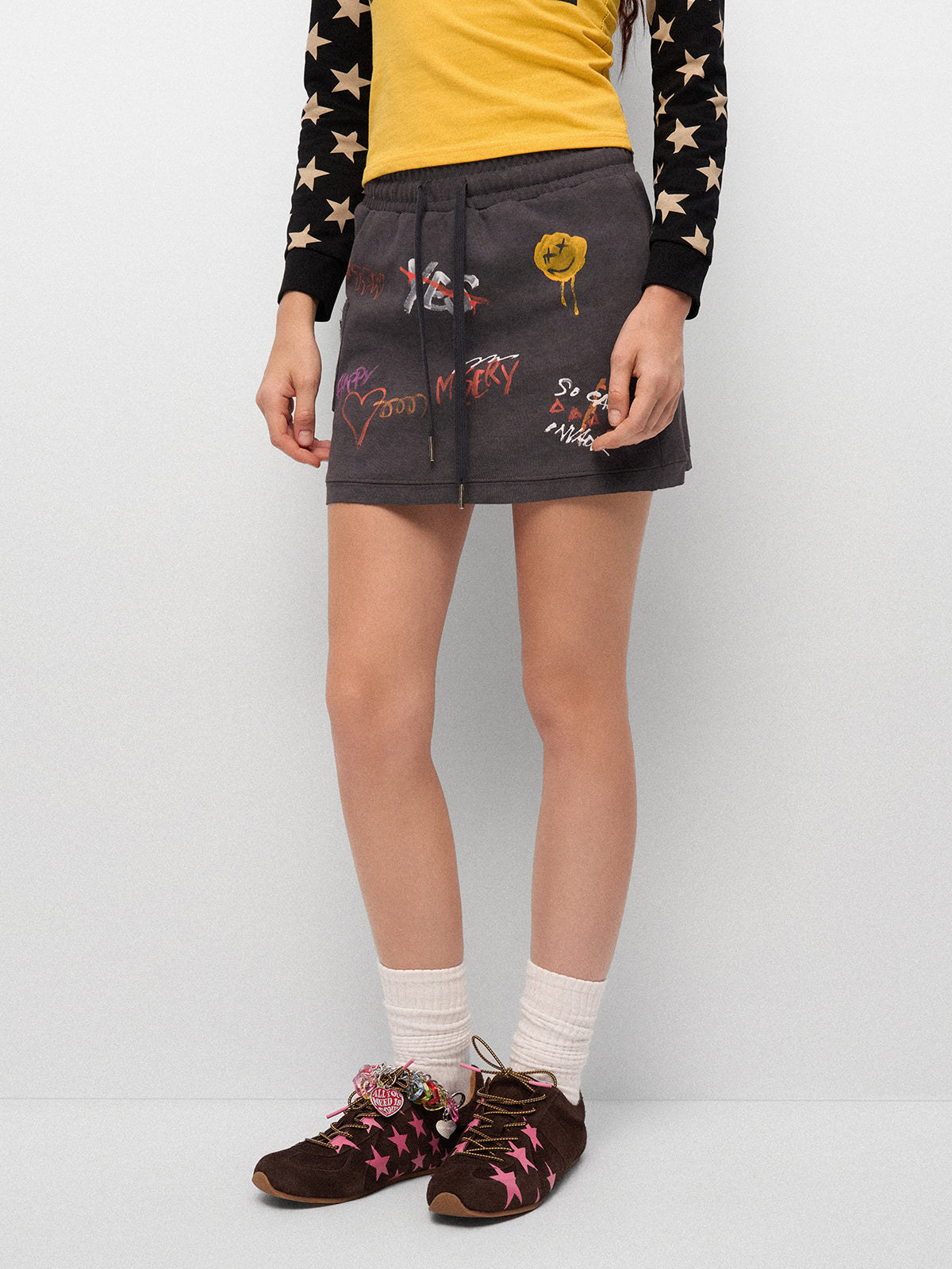 Doodle Swing Skirt - Grey Matter