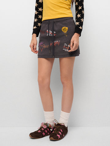 Doodle Swing Skirt - Grey Matter