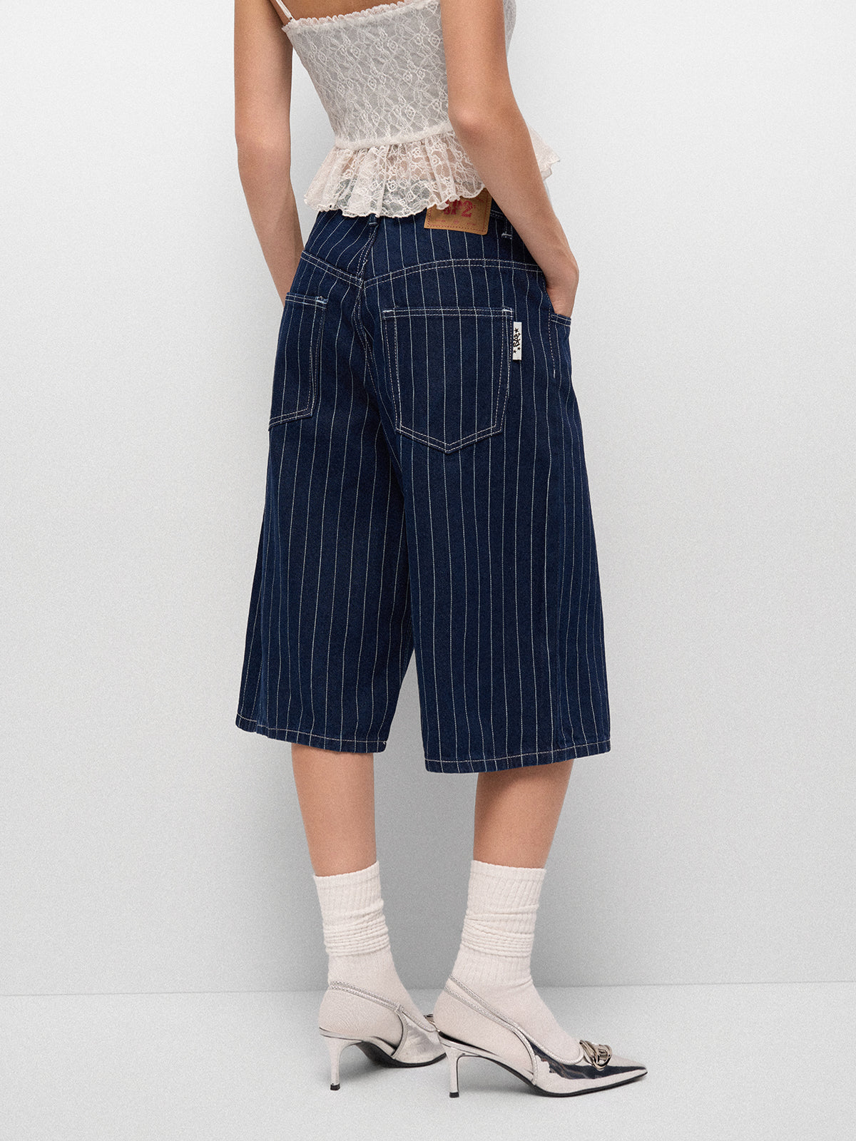 Line Leader Denim Shorts – Navy Stripe