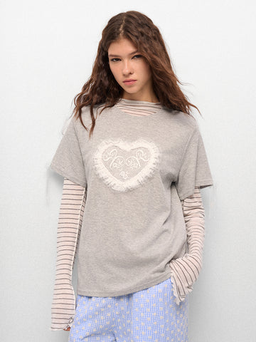 Heartline Static Tee - Heather Gray