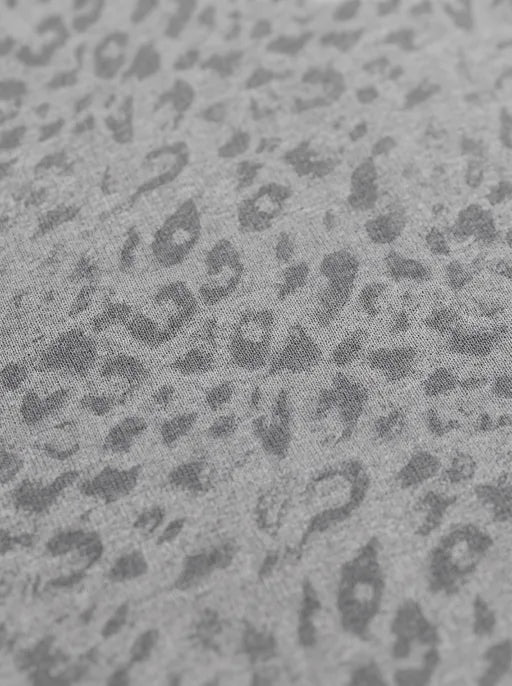 Co-ed Dorm Baggy Leopard Print Long Sleeve Top - Grey