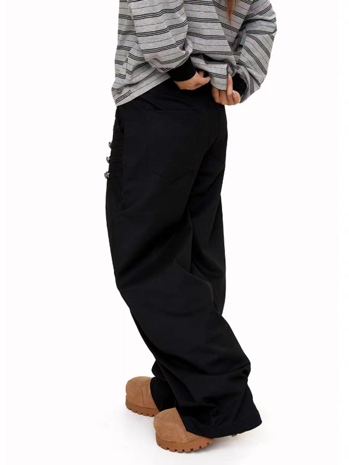 Weekday Outdoor Wide-leg Drawstring Minimalist Track Maxi Pants - Black